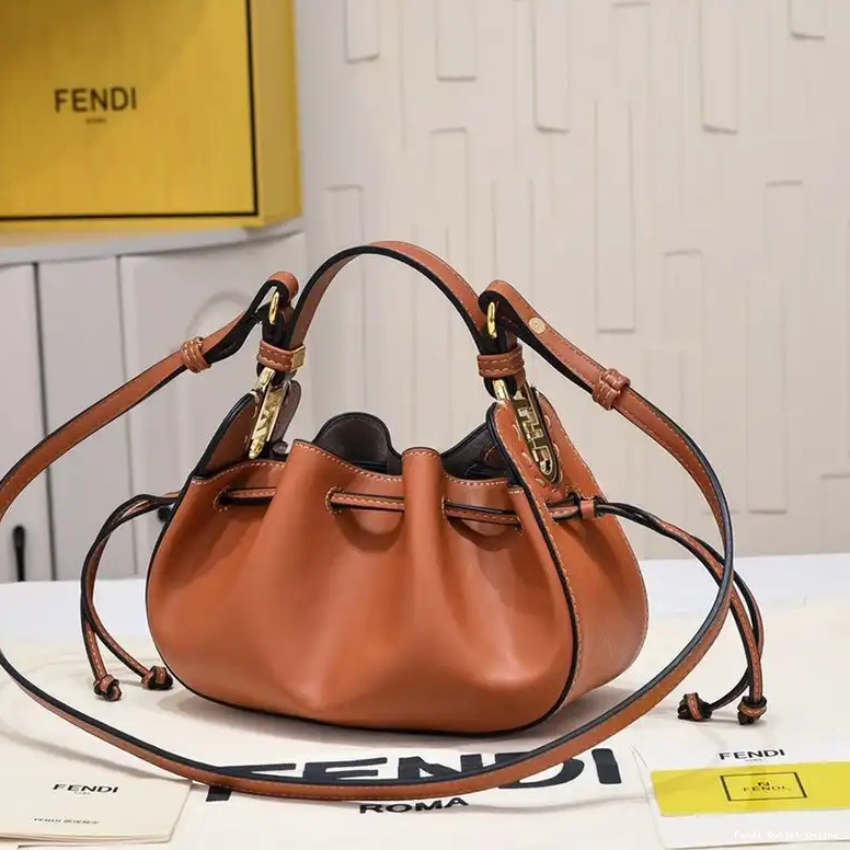 Affordable In Bucket Fendi Pomodorino Brown Calf Leather Bag Mini 0630
